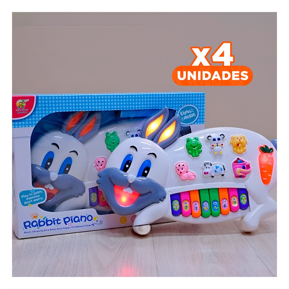 PACK4 PANEL MUSICAL CONEJO CON ANIMALES Y NUMEROS PARA APRENDIZAJE INFANTIL - 1