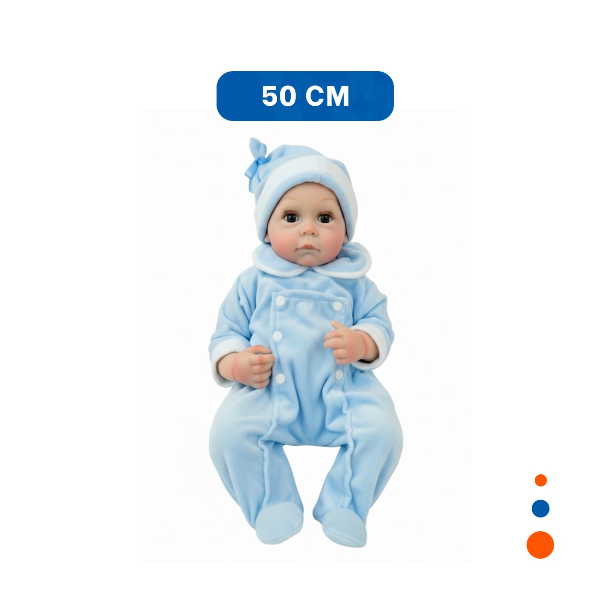 BEBE SUAVE DE APARIENCIA REALISTA CON ROPA Y GORRO CELESTE PARA JUEGO Y+LIGAS REGALO - 4