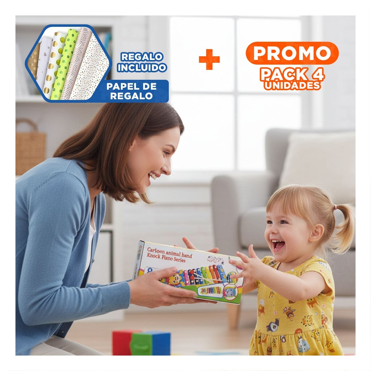 PACK4 MELODIA DE LEON JUGUETE MUSICAL PARA NINOS CREATIVO Y SONIDO ALEGRE Y+PAPEL REGALO - 1