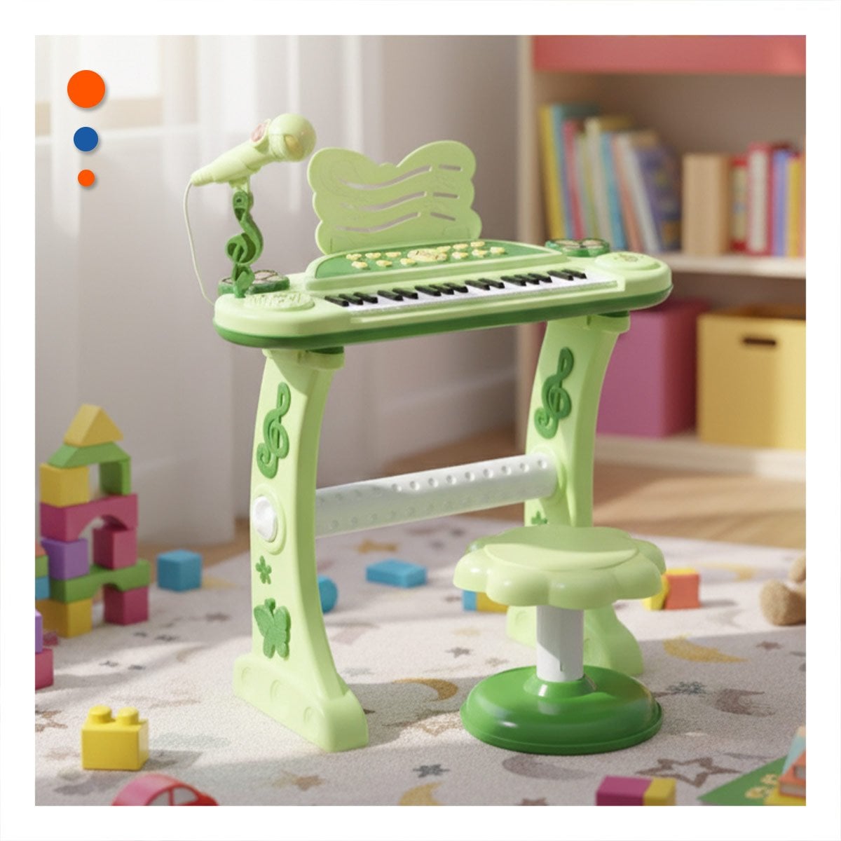 PACK2 INSTRUMENTO MUSICAL PARA NINOS CON MICROFONO Y SILLA VERDE PARA CANTAR - 2