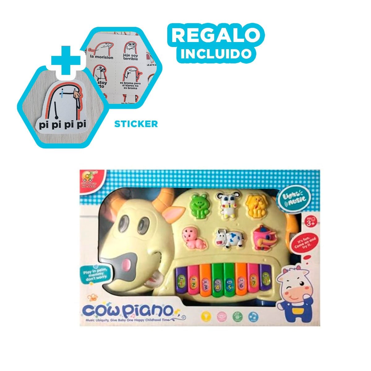 CONSOLA DE JUEGO VACA CON ANIMALES Y NUMEROS PARA APRENDER JUGANDO Y+REGALO STICKER - 1
