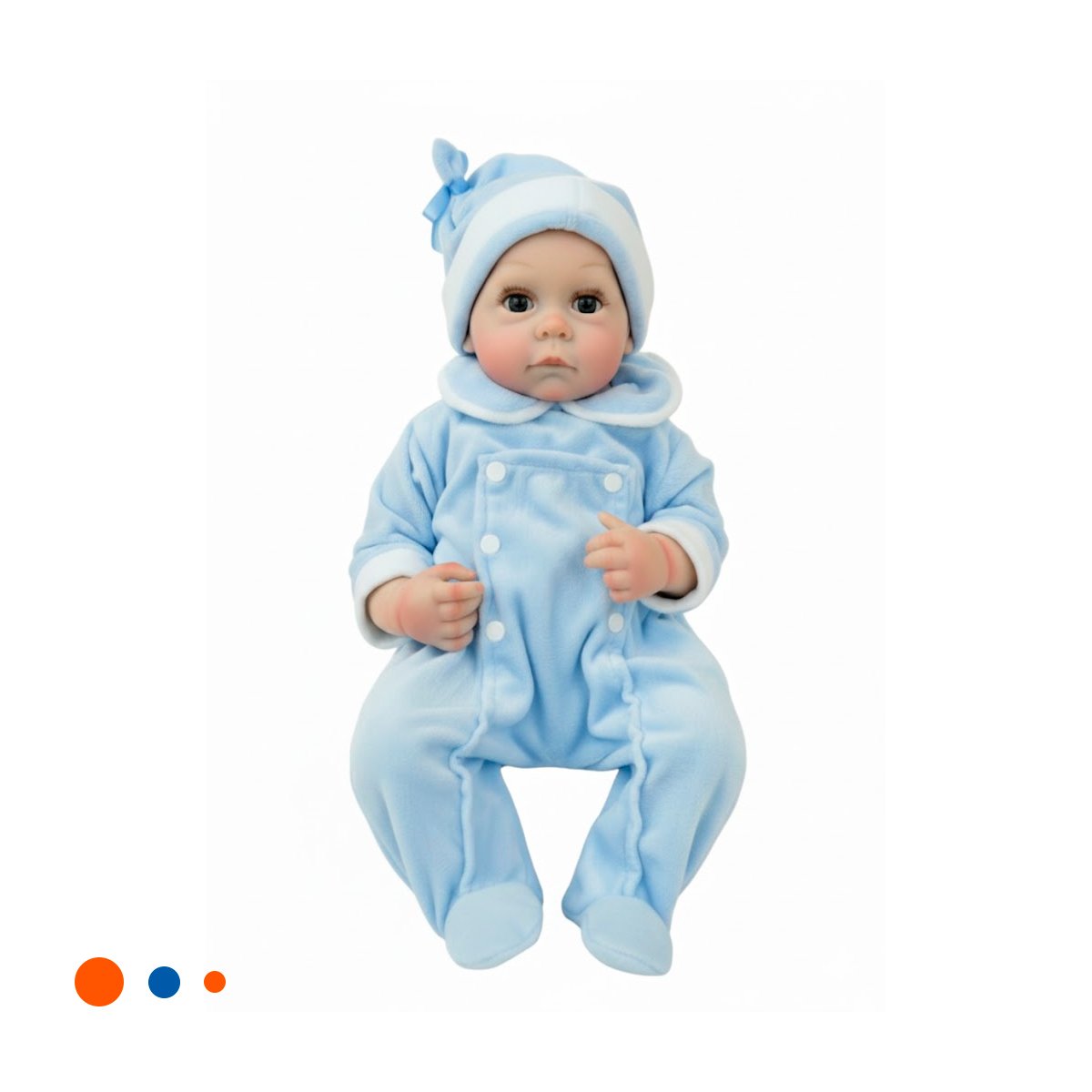 PACK2 MUNECA DE BEBE REALISTA CON ROPA CONFORTABLE Y GORRO CELESTE PARA CASA Y+REGALO STICKER - 2