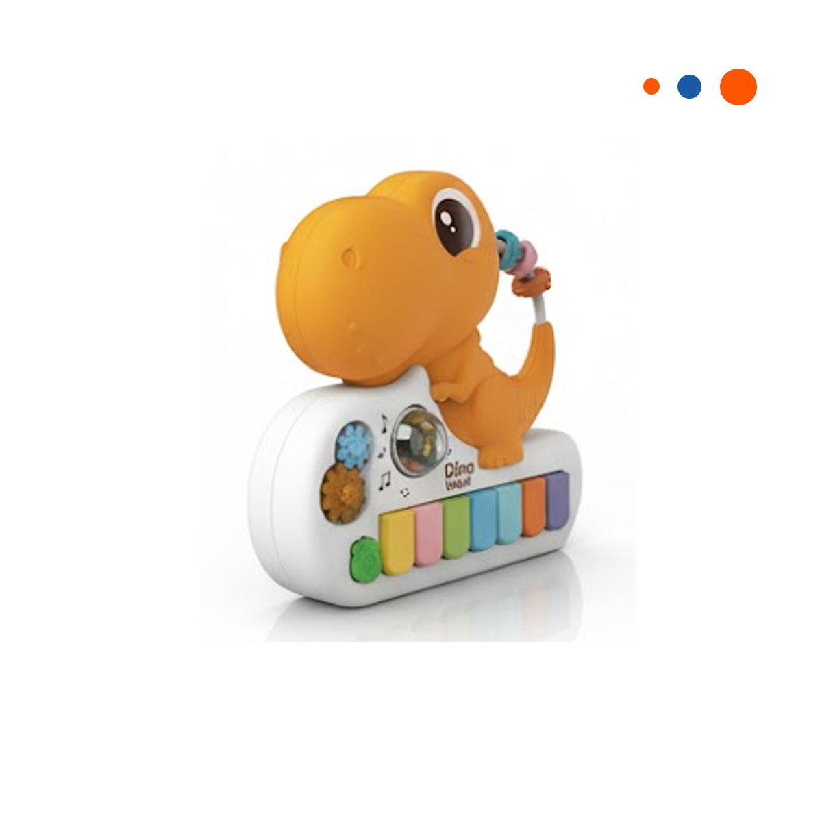 INSTRUMENTO MUSICAL INFANTIL DINOSAURIO 17.5 CM AMARILLO CON TECLAS Y+PAPEL REGALO - 1