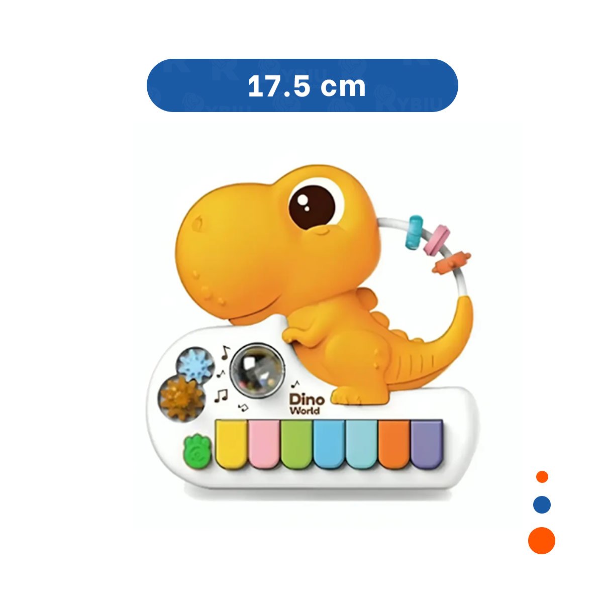 INSTRUMENTO MUSICAL INFANTIL DINOSAURIO 17.5 CM AMARILLO CON TECLAS Y+PAPEL REGALO - 4