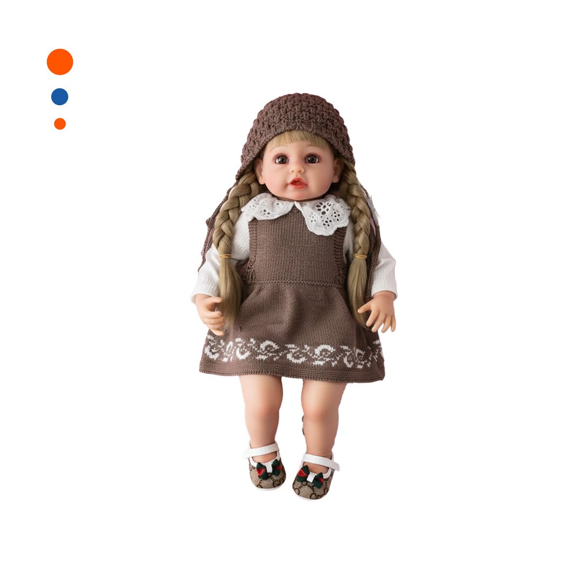 ROPA TEJIDA MARRON PARA BEBE CON CONJUNTO VESTIDO Y GORRO Y+PAPEL REGALO - 1