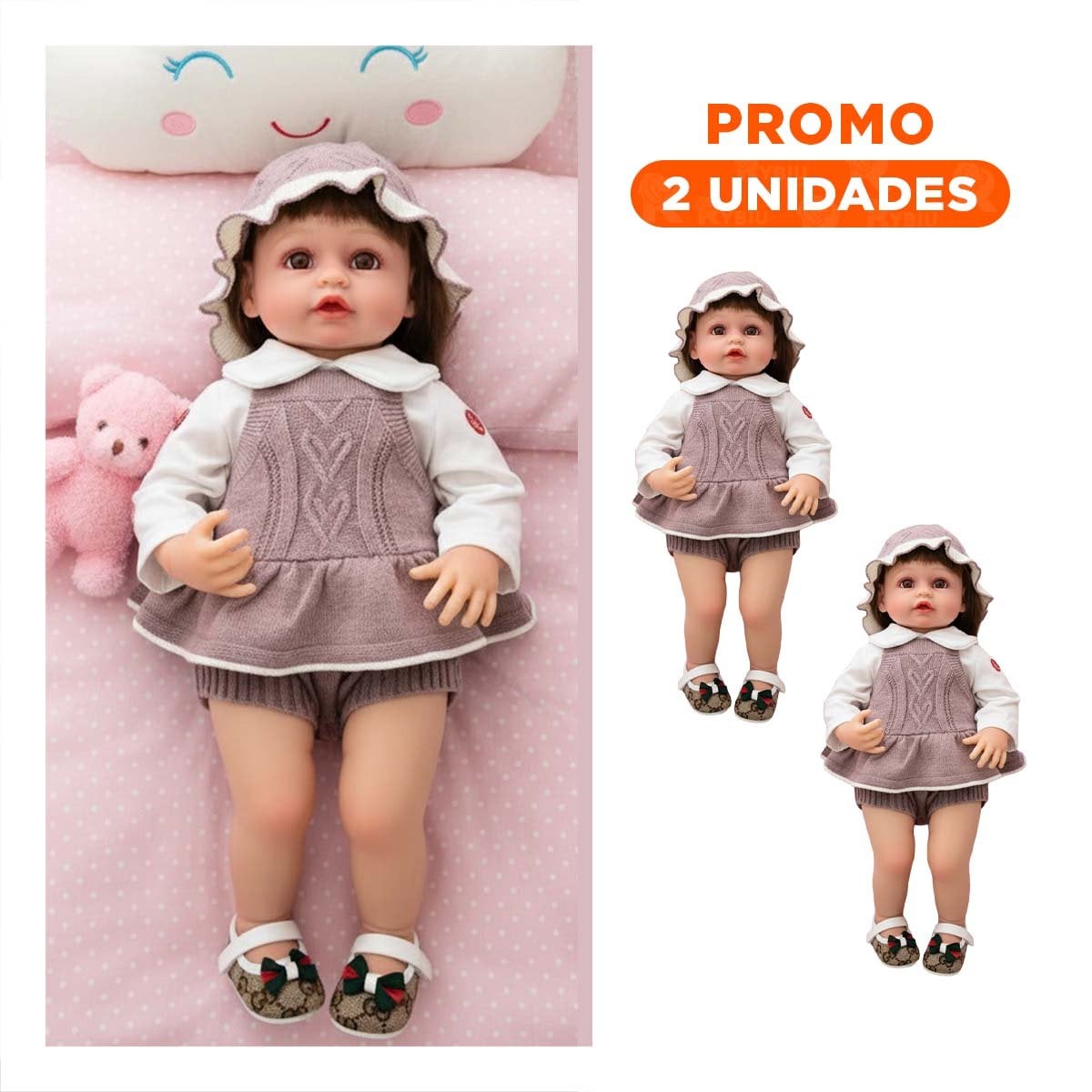 PACK2 TOP TEJIDO INFANTIL PARA BEBE EN PALO ROSA CON SHORT Y GORRO - 1