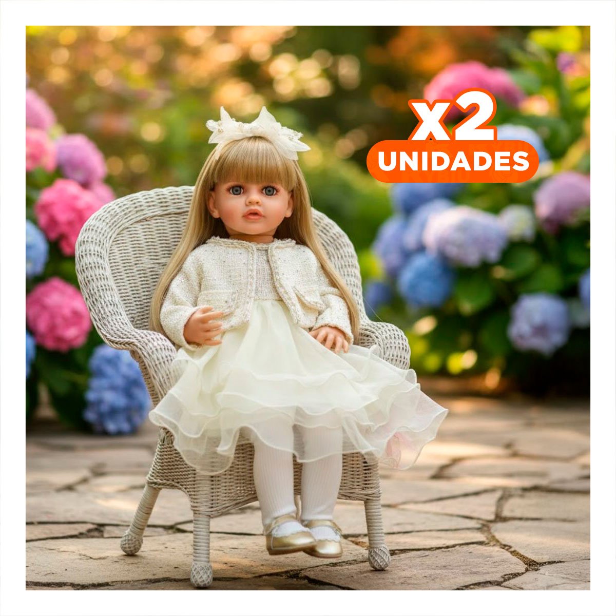 PACK2 COLECCION YESSY 55CM ESTILO INFANTIL SUAVE Y VESTIMENTA BLANCO Y+REGALO STICKER - 1