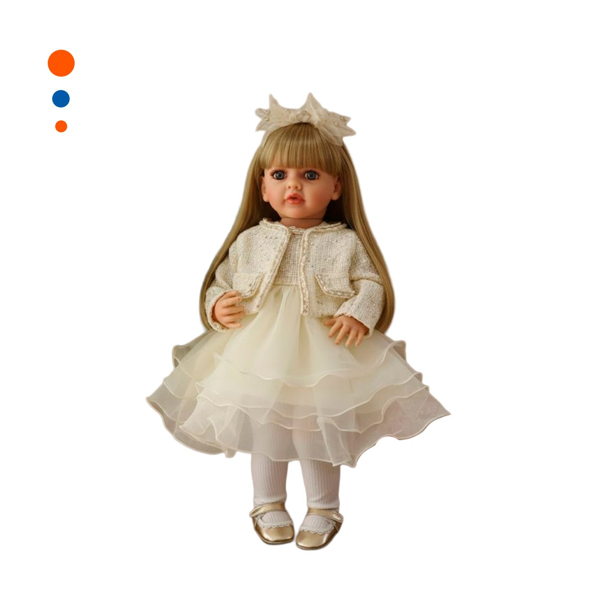 PACK2 COLECCION YESSY 55CM ESTILO INFANTIL SUAVE Y VESTIMENTA BLANCO Y+REGALO STICKER - 2