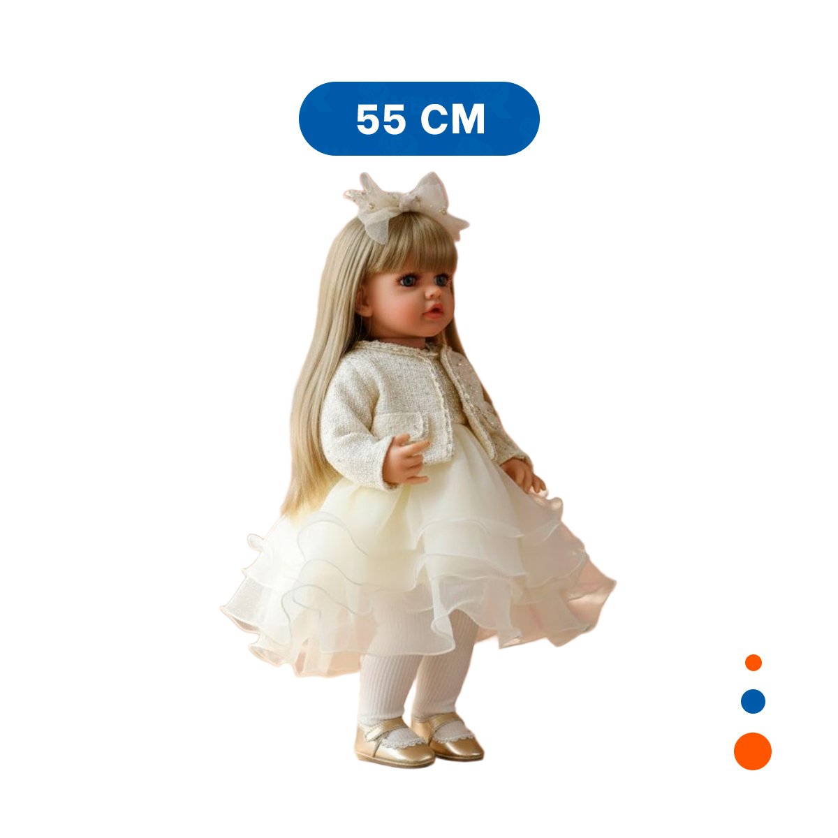 PACK2 COLECCION YESSY 55CM ESTILO INFANTIL SUAVE Y VESTIMENTA BLANCO Y+REGALO STICKER - 4