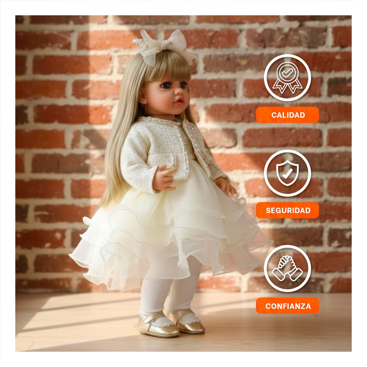 PACK2 COLECCION YESSY 55CM ESTILO INFANTIL SUAVE Y VESTIMENTA BLANCO Y+REGALO STICKER - 5