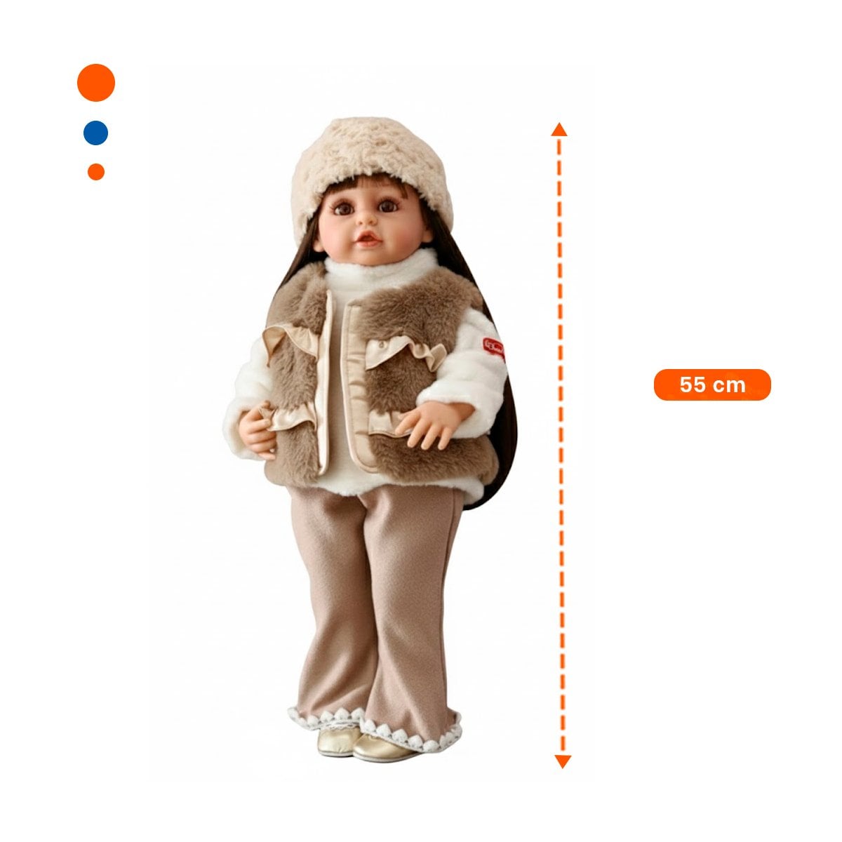 JUGUETE YESSY INFANTIL CON CHALECO PELUCHE Y GORRO 55CM Y+PAPEL REGALO - 4
