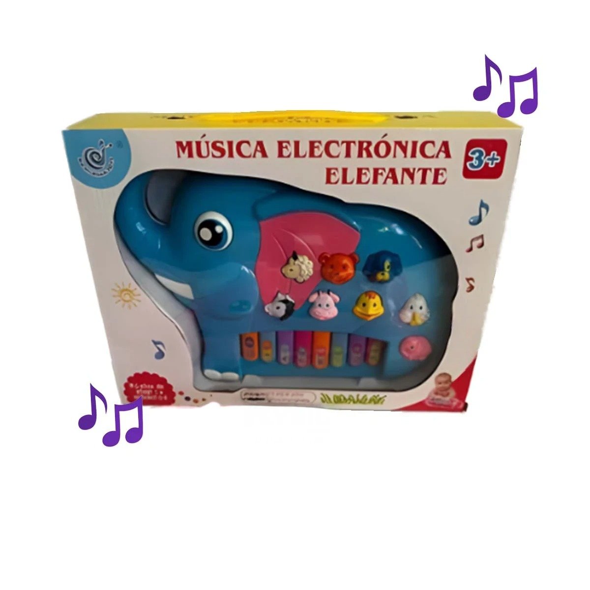 PACK4 FUNCIONAL ELEFANTE MUSICAL DIDACTICO EN CAJA PARA APRENDER JUGANDO EN CASA Y+PAPEL REGALO - 3