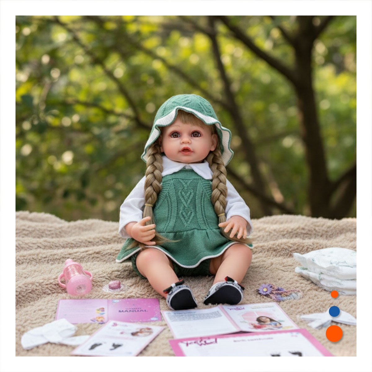 PACK2 TOP TEJIDO PARA BEBE CON SHORT Y GORRO EN TONO VERDE Y+PAPEL REGALO - 2