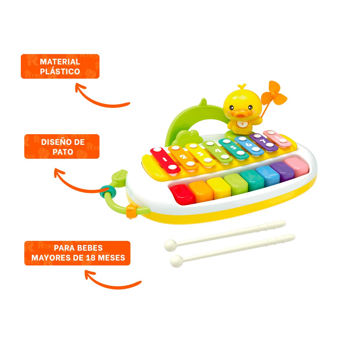 TECLA MUSICAL XILOFONO CON PATO PARA ACTIVIDADES DE JUEGO Y RITMO DIARIO - 3
