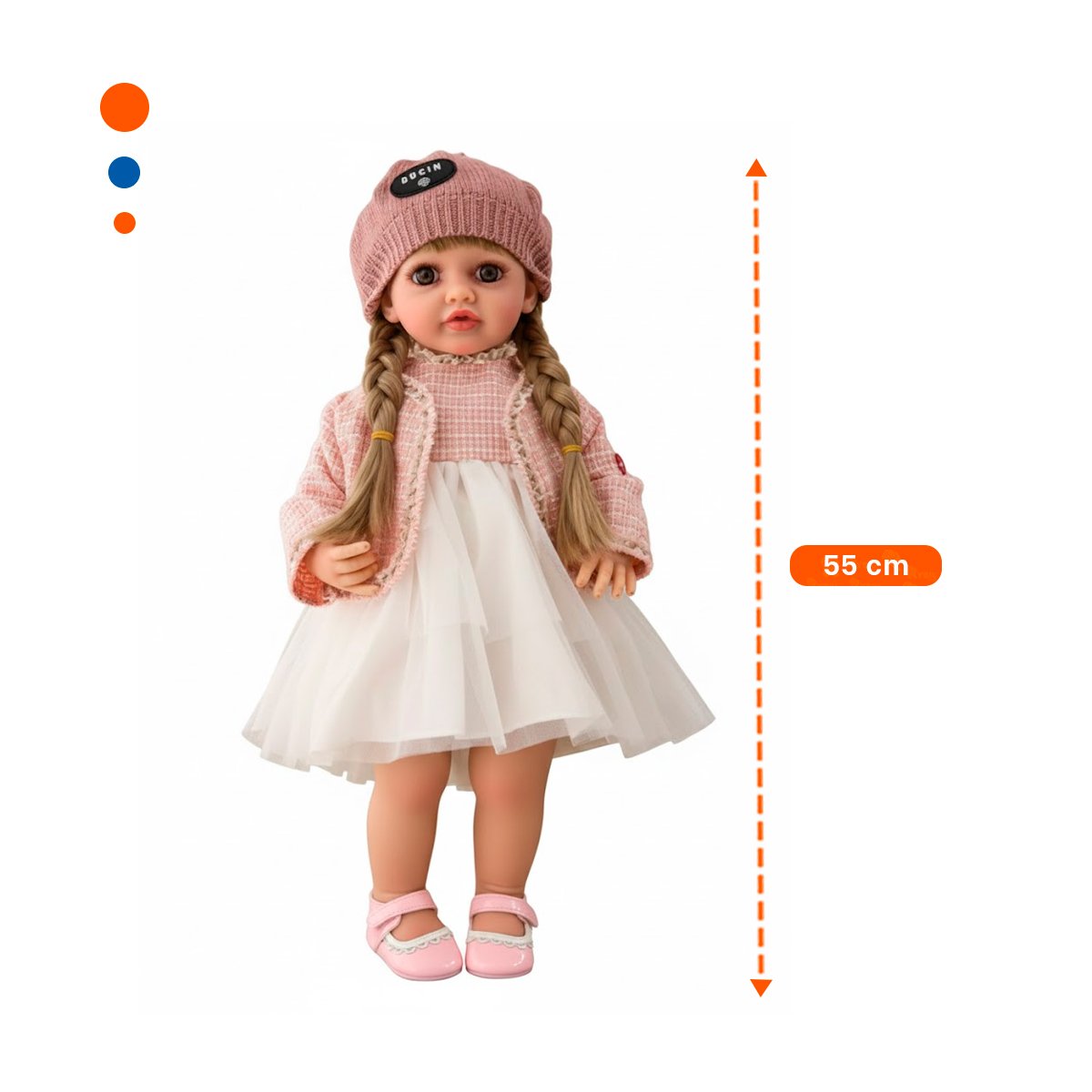 MUÑECA YESSY ROSADO PARA JUEGO INFANTIL CON VESTIDO TULL Y CHOMPA Y+LIGAS REGALO - 4