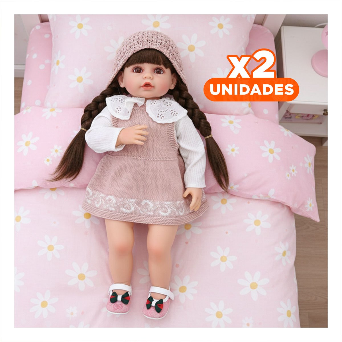 PACK2 PERSONAJE YESSY CON ROPA TEJIDA ROSADO Y GORRO PARA JUEGO CREATIVO Y+REGALO STICKER - 1