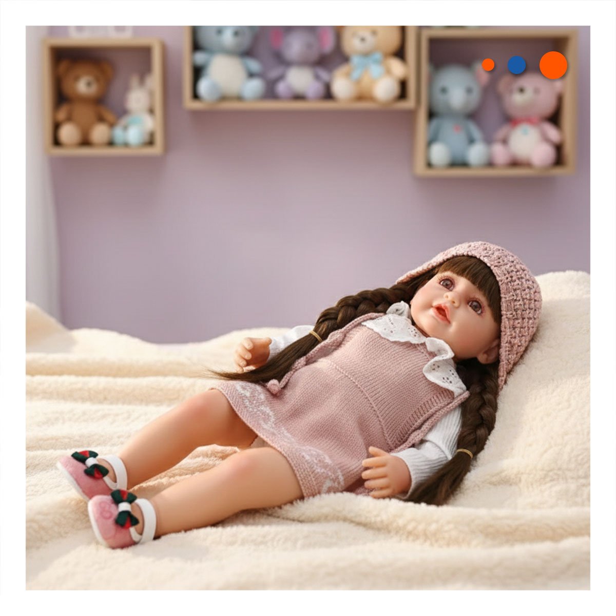 PACK2 PERSONAJE YESSY CON ROPA TEJIDA ROSADO Y GORRO PARA JUEGO CREATIVO Y+REGALO STICKER - 3
