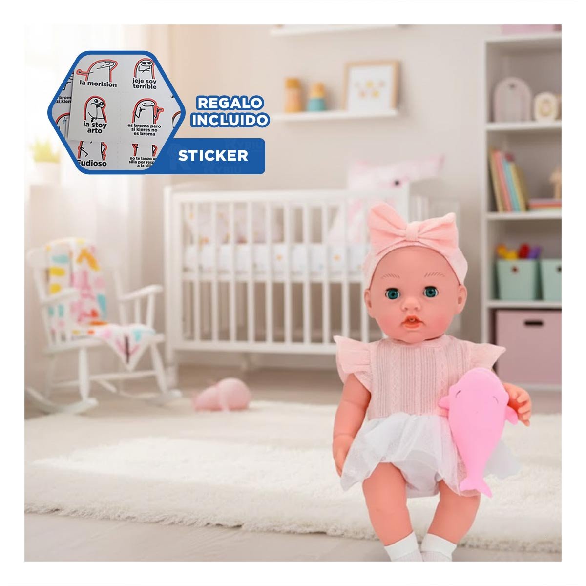FIGURA DE FANTASIA CON VESTIDO Y LAZO ACCESORIOS ROSADO PARA DIVERSION CASERA Y+REGALO STICKER - 1