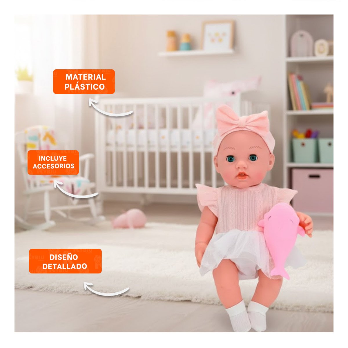 FIGURA DE FANTASIA CON VESTIDO Y LAZO ACCESORIOS ROSADO PARA DIVERSION CASERA Y+REGALO STICKER - 5
