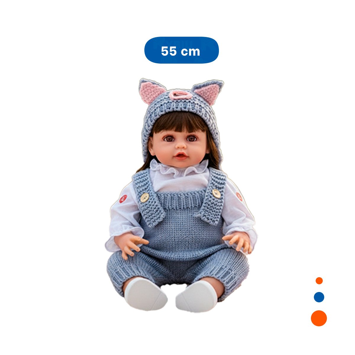 PACK2 ENCANTADORA YESSY INFANTIL 55CM CON OVEROL TEJIDO Y GORRO CELESTE Y+REGALO STICKER - 4
