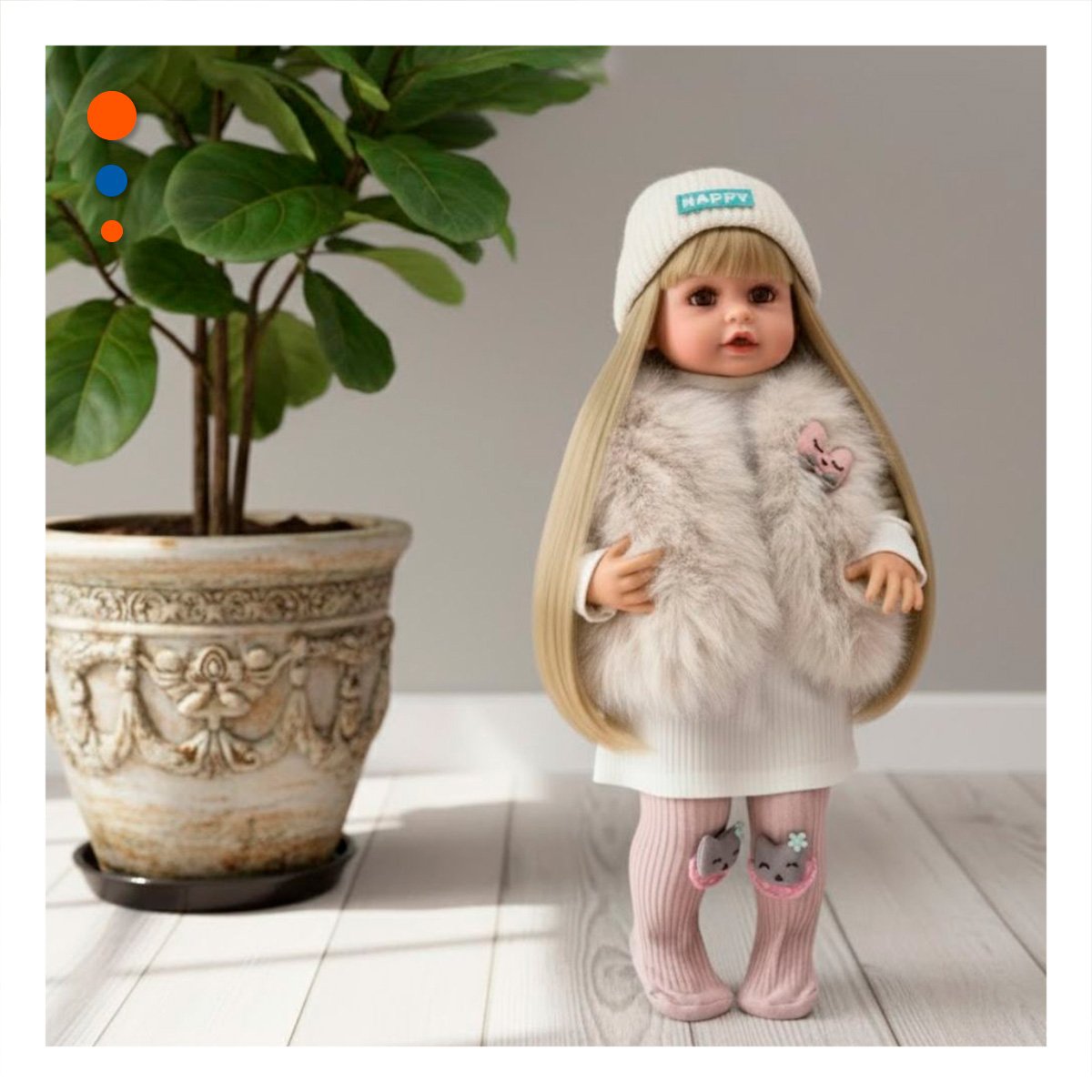 AMIGA YESSY CON ROPA INFANTIL BLANCA CHALECO DE PELUCHE 55CM Y+POST IT - 3