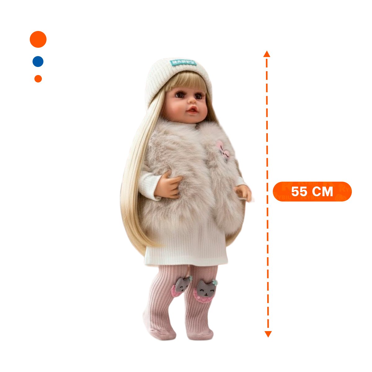AMIGA YESSY CON ROPA INFANTIL BLANCA CHALECO DE PELUCHE 55CM Y+POST IT - 4