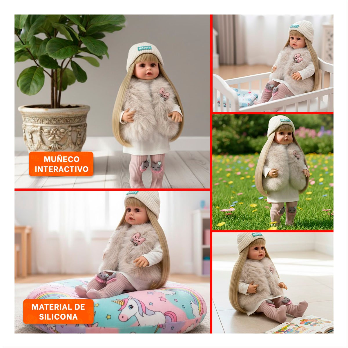 AMIGA YESSY CON ROPA INFANTIL BLANCA CHALECO DE PELUCHE 55CM Y+POST IT - 5