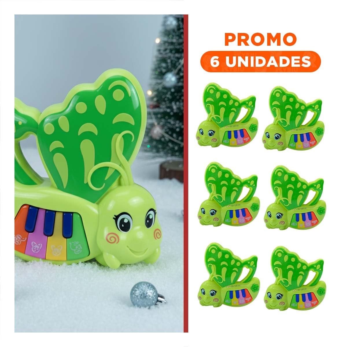 PACK6 TECLAS MUSICALES INFANTILES MARIPOSA VERDE 22X26 CM - 1
