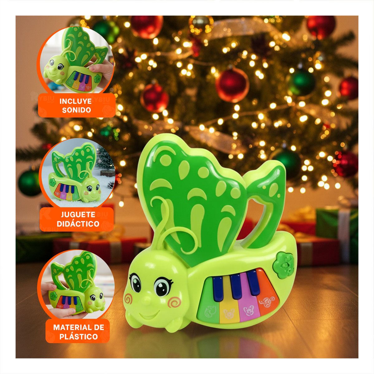PACK6 TECLAS MUSICALES INFANTILES MARIPOSA VERDE 22X26 CM - 5
