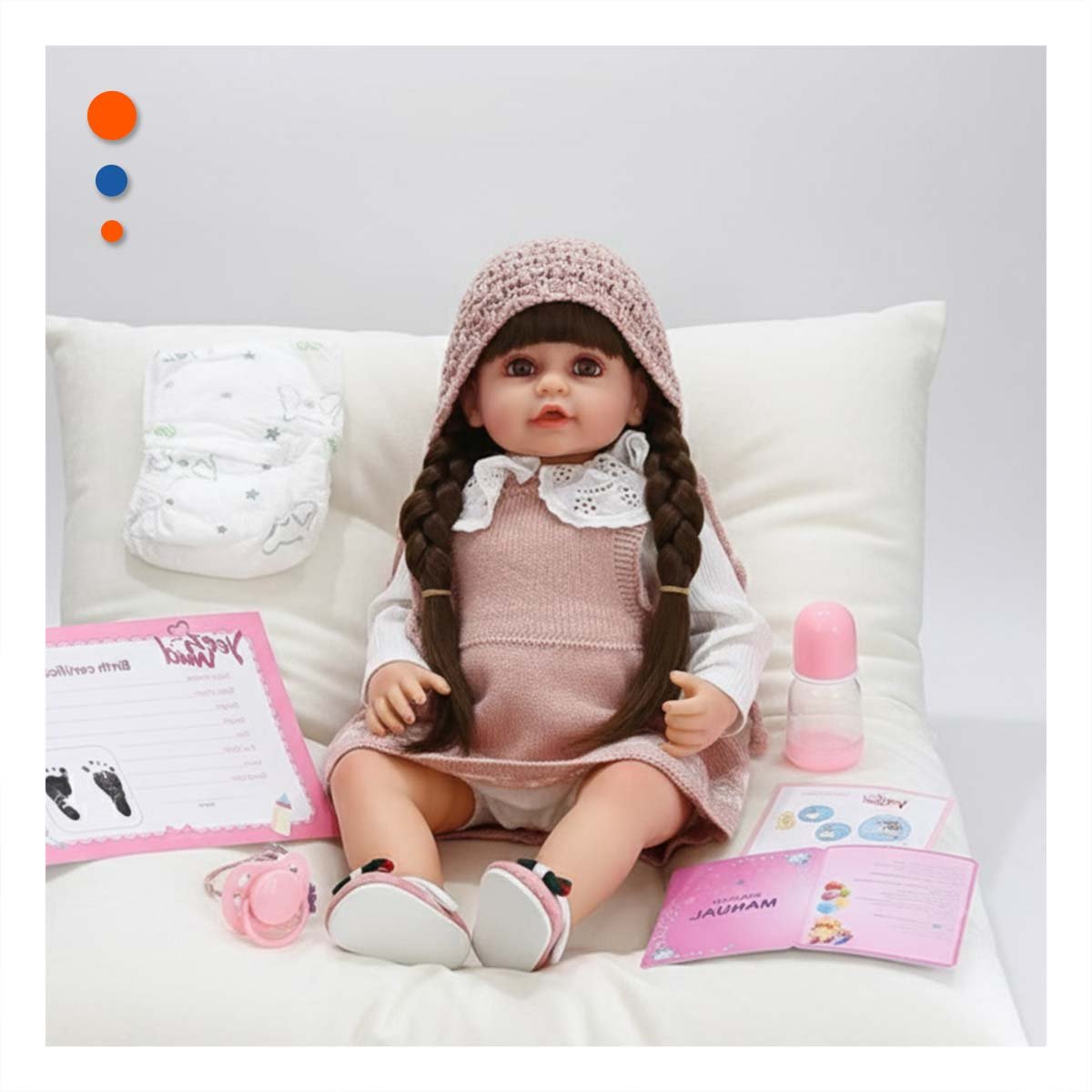 PACK2 PERSONAJE YESSY CON VESTIDO TEJIDO ROSADO Y GORRO PARA JUEGOS DE IMAGINACION - 2