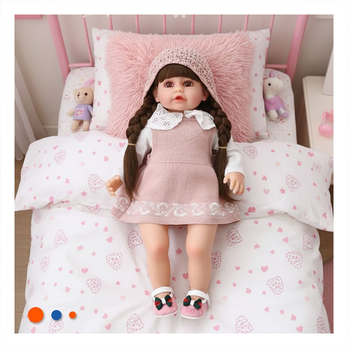 PACK2 PERSONAJE YESSY CON VESTIDO TEJIDO ROSADO Y GORRO PARA JUEGOS DE IMAGINACION - 3