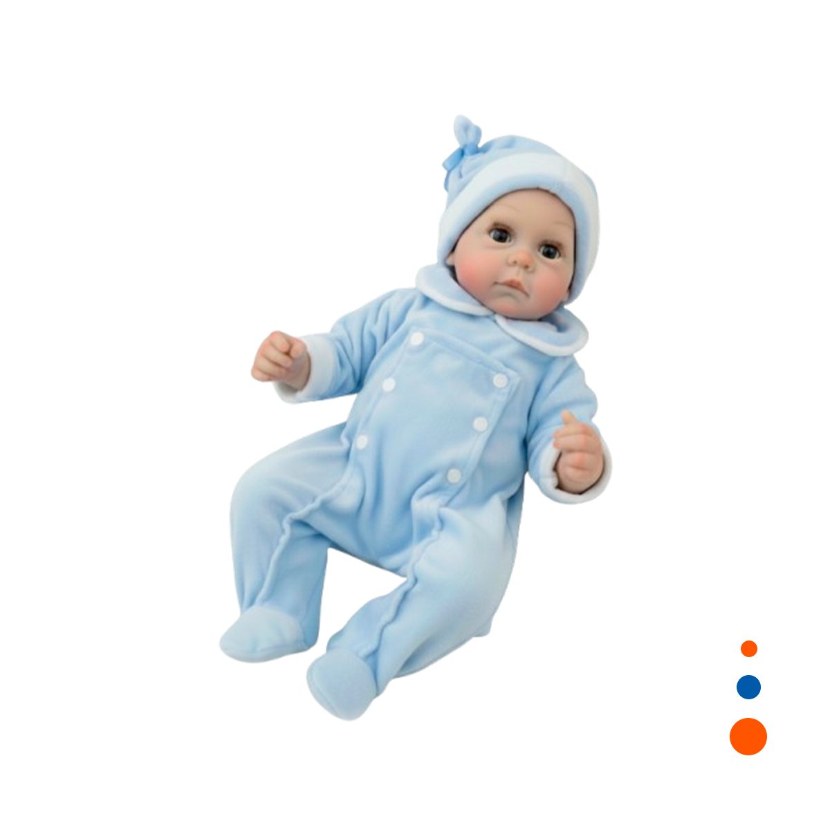 MUNECA SUAVE DE BEBE REALISTA CON ENTERIZO Y GORRO CELESTE PARA CASA Y+REGALO STICKER - 3