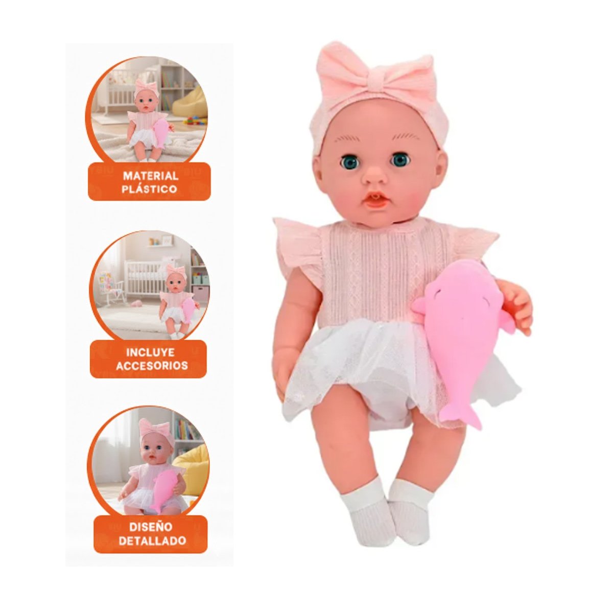 AMIGA IMAGINARIA CON VESTIDO Y LAZO ACCESORIOS ROSADO PARA JUEGO EN HOGAR - 3