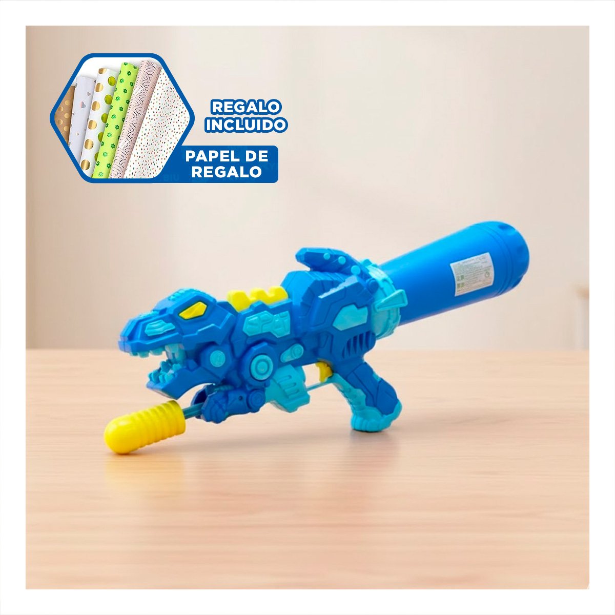 CHORRO RECREATIVO DINOSAURIO AZUL PARA JUEGOS DE AGUA EN EL HOGAR Y+REGALO STICKER - 1