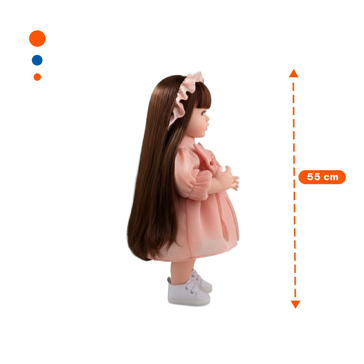JUGUETE REAL INTELIGENTE INFANTIL CON VESTIDO LAZO Y GORRO DE TULL ROSADO 55CM Y+POST IT - 4