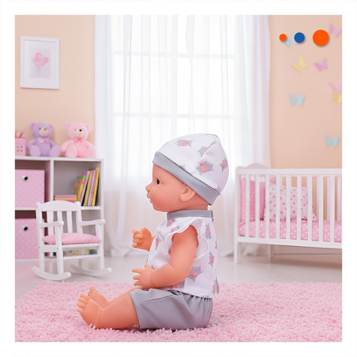 PACK6 MUÑECA HIPOPOTAMO DECORATIVA CON ROPITA Y ACCESORIOS PARA BEBES Y+REGALO STICKER - 5