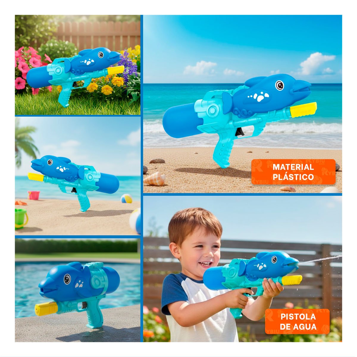 PACK2 DISPARADOR DE VERANO DELFIN AZUL PARA ACTIVIDADES AL AIRE LIBRE Y+PAPEL REGALO - 3
