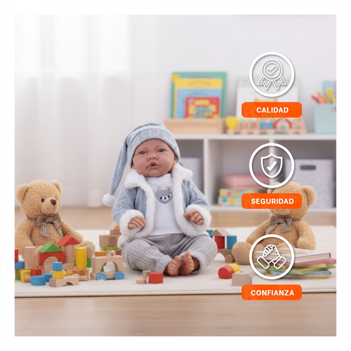 JUGUETE PARA DIVERSION PROLONGADA DE LAS NIÑAS CON 42CM EN CELESTE Y+LIGAS REGALO - 2