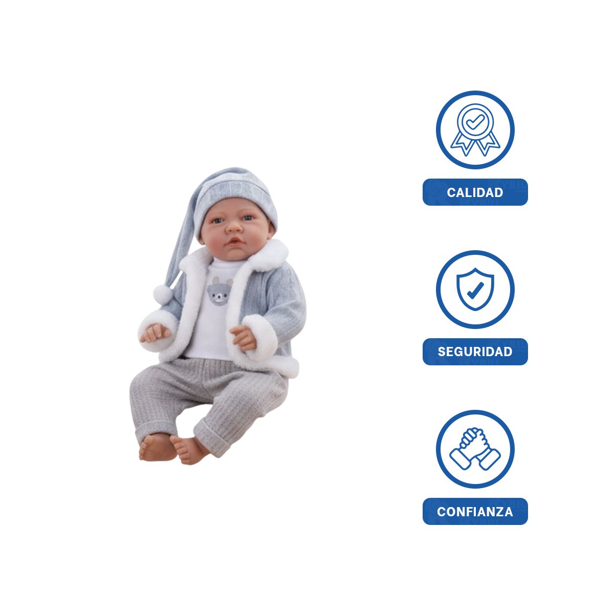 JUGUETE PARA DIVERSION PROLONGADA DE LAS NIÑAS CON 42CM EN CELESTE Y+LIGAS REGALO - 3