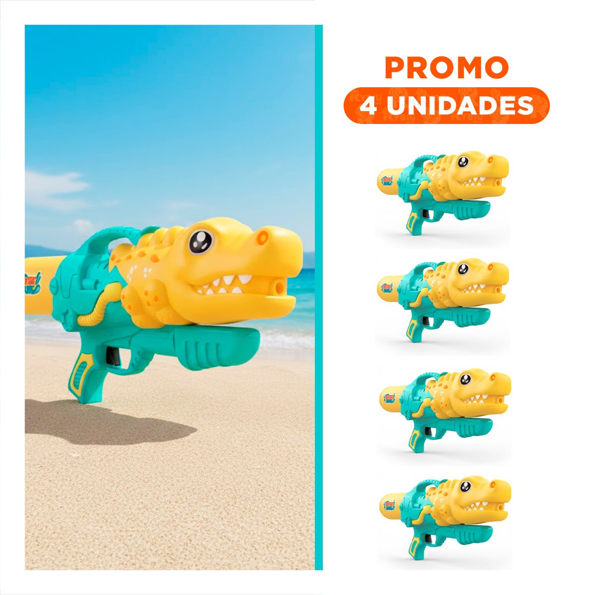 PACK4 ASPERSOR DE AGUA DINOSAURIO GIGANTE PARA DIVERSION FAMILIAR EN EXTERIOR Y+REGALO STICKER - 1