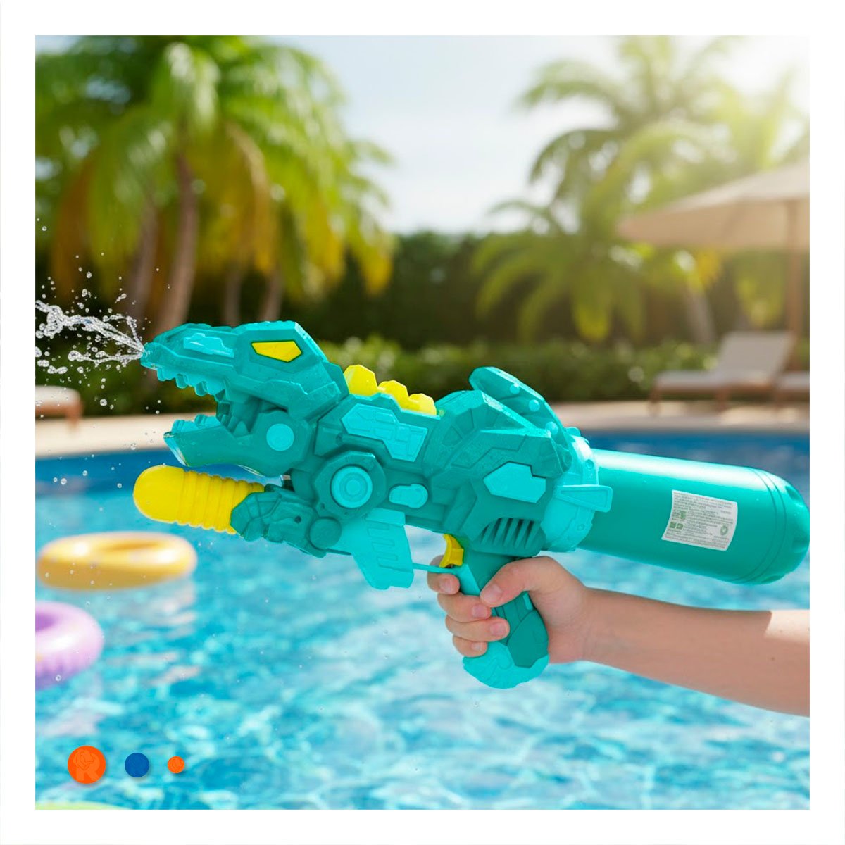 PACK4 PULVERIZADOR RECREATIVO DINOSAURIO VERDE PARA JUEGOS DE VERANO Y+REGALO STICKER - 5