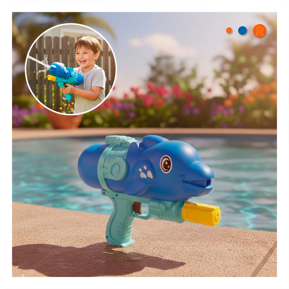 ROCIADOR DE VERANO DELFIN AZUL PARA DIVERSION REFRESCANTE EN EXTERIOR Y+POST IT - 2