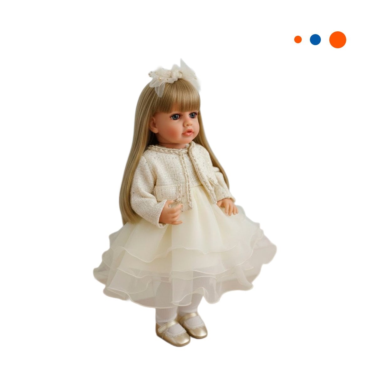 FIGURA YESSY 55CM ESTILO INFANTIL CON IMAGEN SUAVE Y VESTIMENTA BLANCO Y+REGALO STICKER - 3