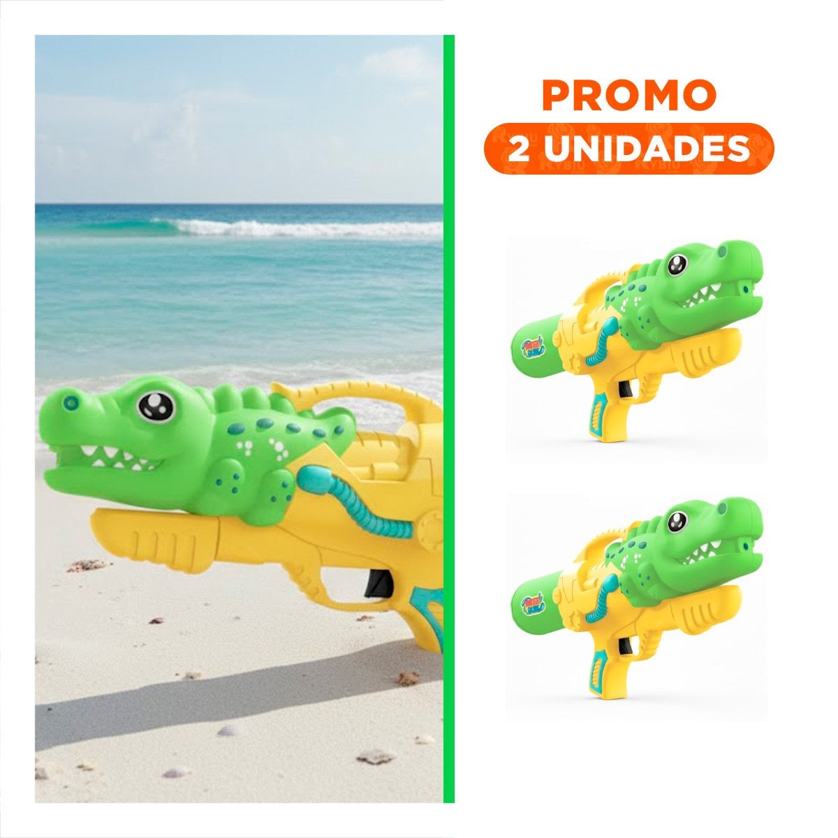PACK2 CHORRO DE AGUA DINOSAURIO VERDE CLARO PARA DIVERSION AL AIRE LIBRE - 1