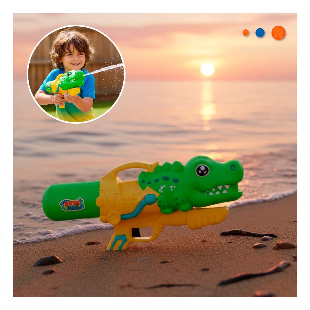 PACK6 DISPARADOR DE AGUA DINOSAURIO VERDE CLARO PARA VERANO EN CASA Y+PAPEL REGALO - 2