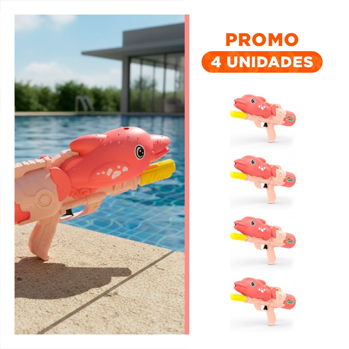 PACK4 EXPERIENCIA DE AGUA CON DISENO DE DELFIN ROSADO PARA VERANO ACTIVO Y+REGALO STICKER - 1