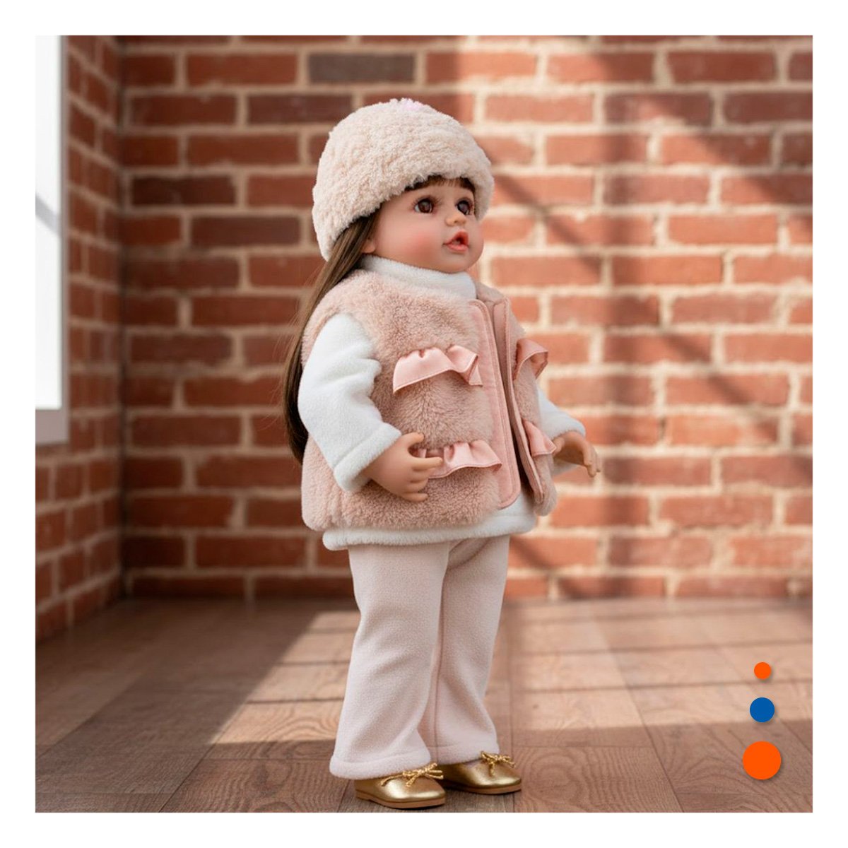 PACK2 COLECCION YESSY CON ROPA INFANTIL BEIGE DE INSPIRACION CLASICA Y+PAPEL REGALO - 2