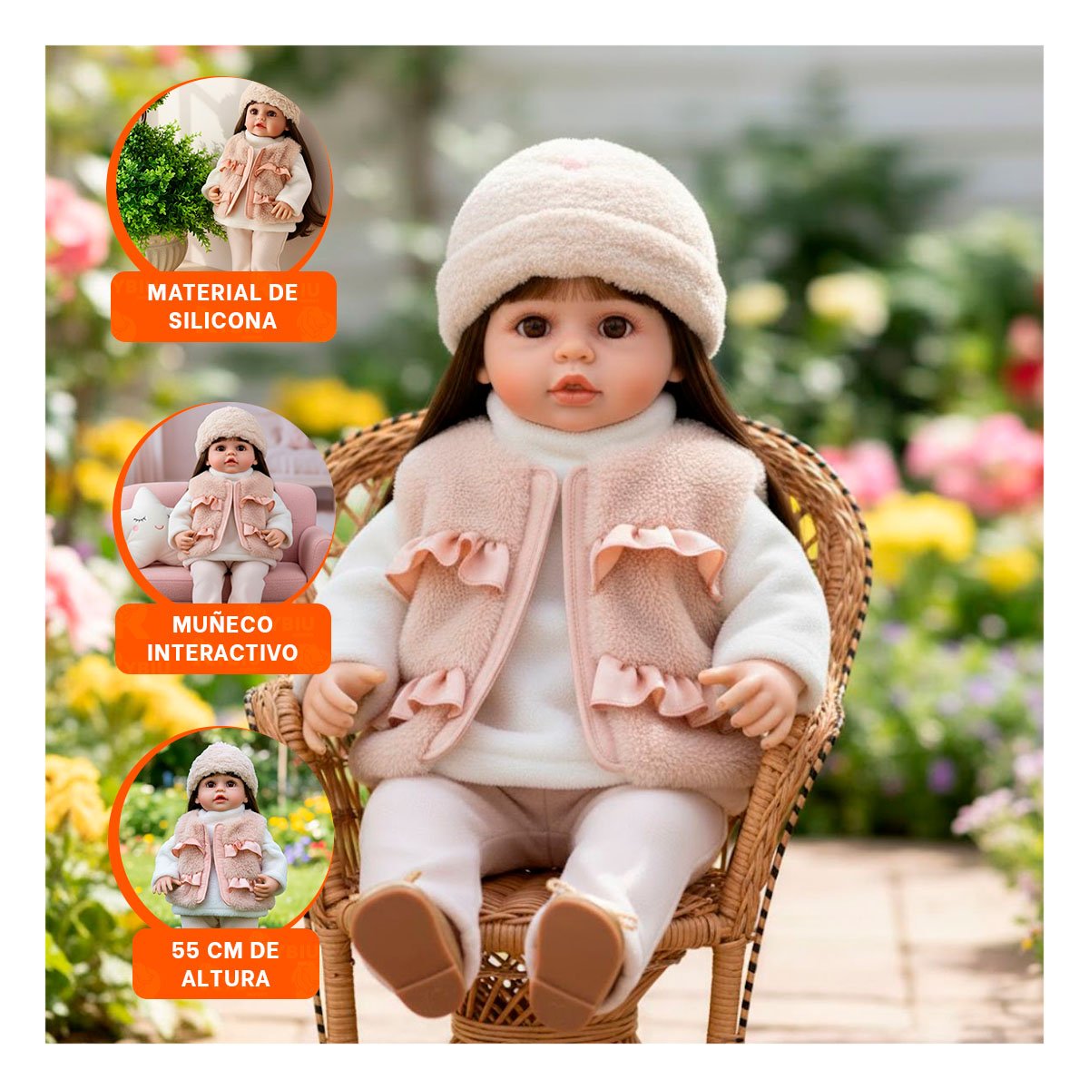 PACK2 COLECCION YESSY CON ROPA INFANTIL BEIGE DE INSPIRACION CLASICA Y+PAPEL REGALO - 5