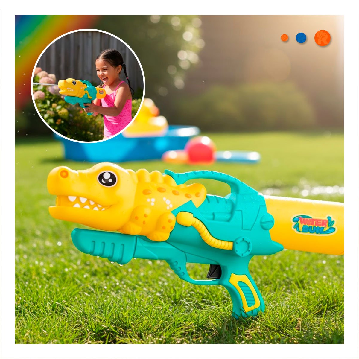 PACK12 PULVERIZADOR DE AGUA DINOSAURIO GRANDE PARA JUEGOS REFRESCANTES Y+PAPEL REGALO - 3