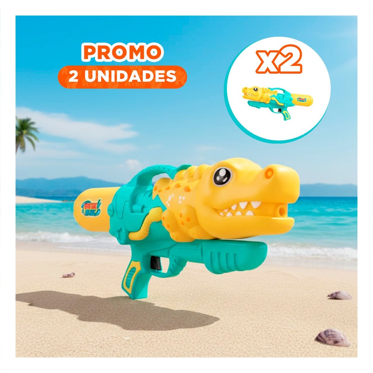 PACK2 PROYECTOR DE AGUA DINOSAURIO GRANDE PARA JUEGOS DE VERANO EN PLAYA Y+REGALO STICKER - 1